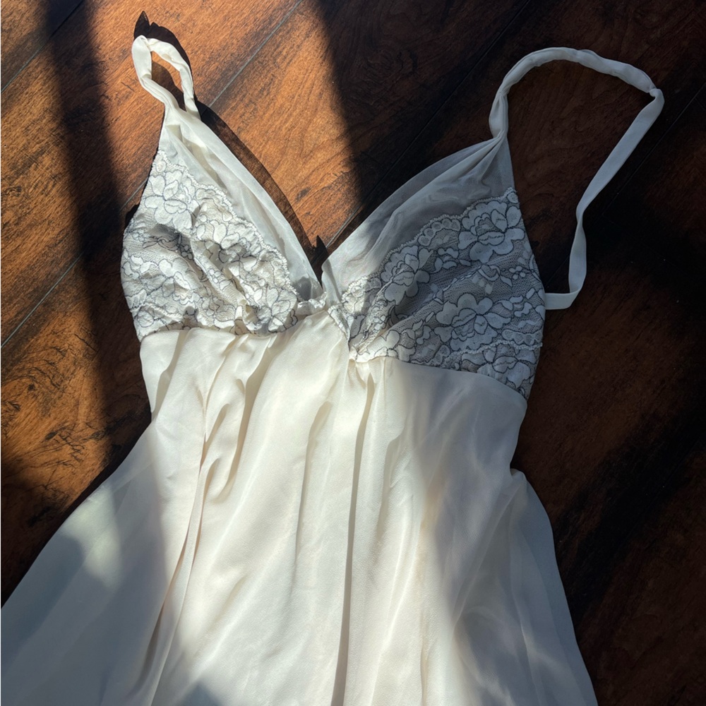 Elegant Lace Trimmed White Nightgown